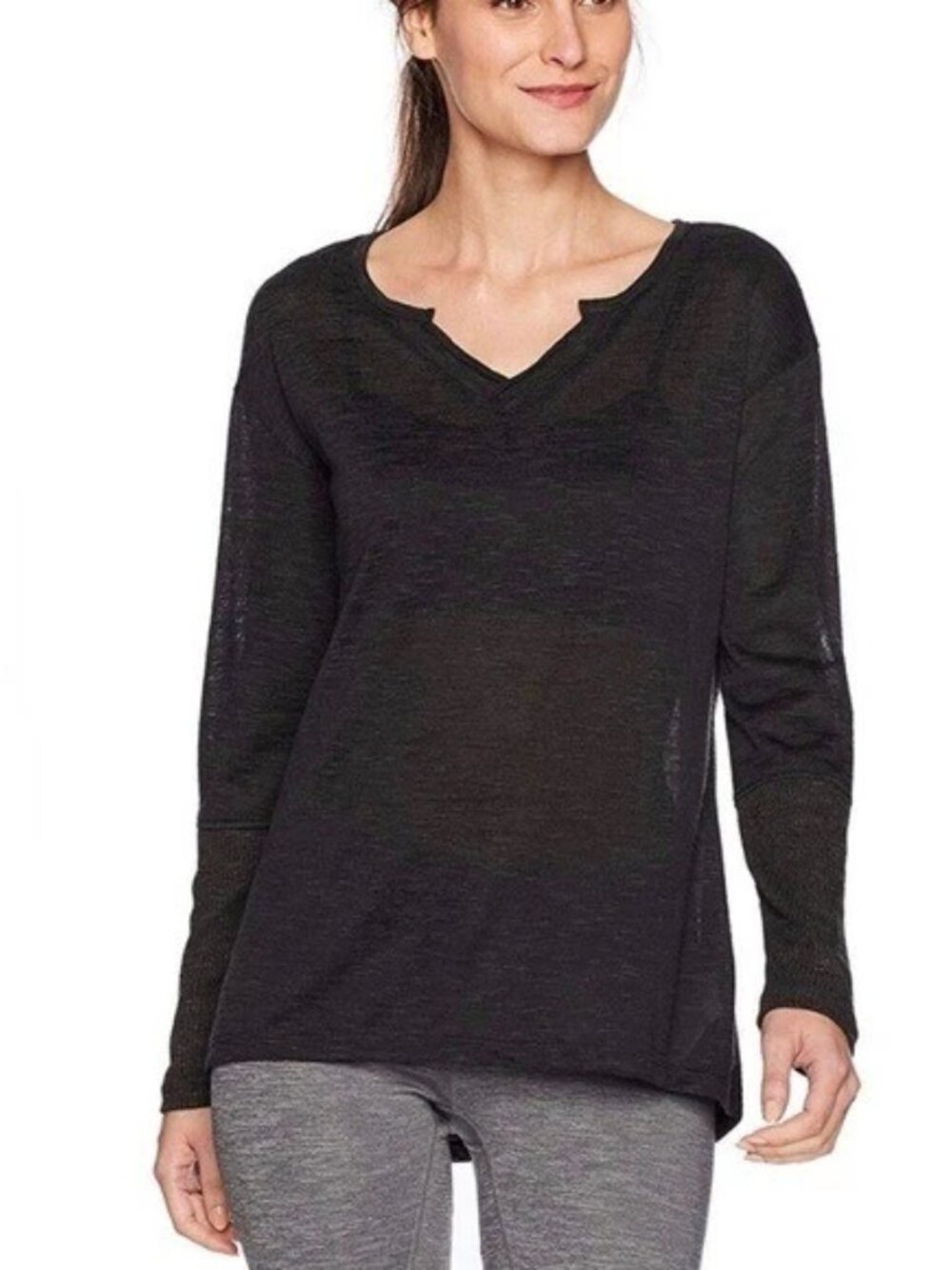 PrAna - Blythe Long Sleeve Pullover Top w23170189 | Small | Black Charcoal